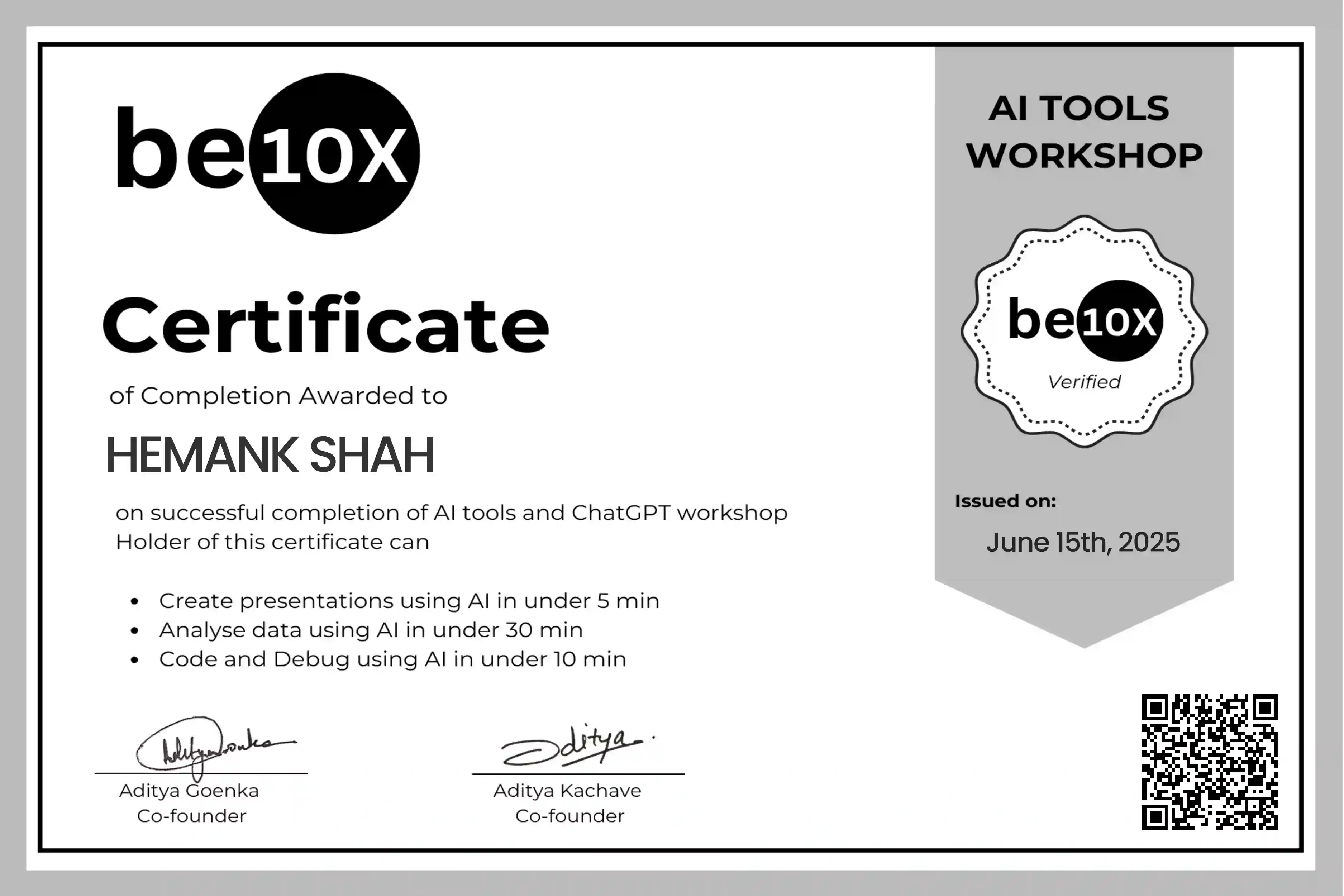 PTEC Certificate